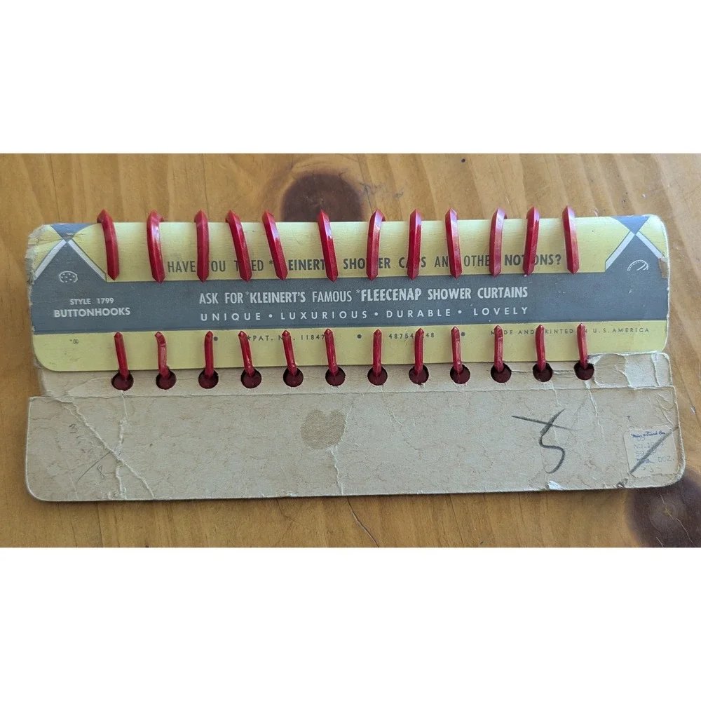 Vintage Kleinert's Red Buttonhooks Shower Curtain Hooks Set of 12 Style 1799 MCM
